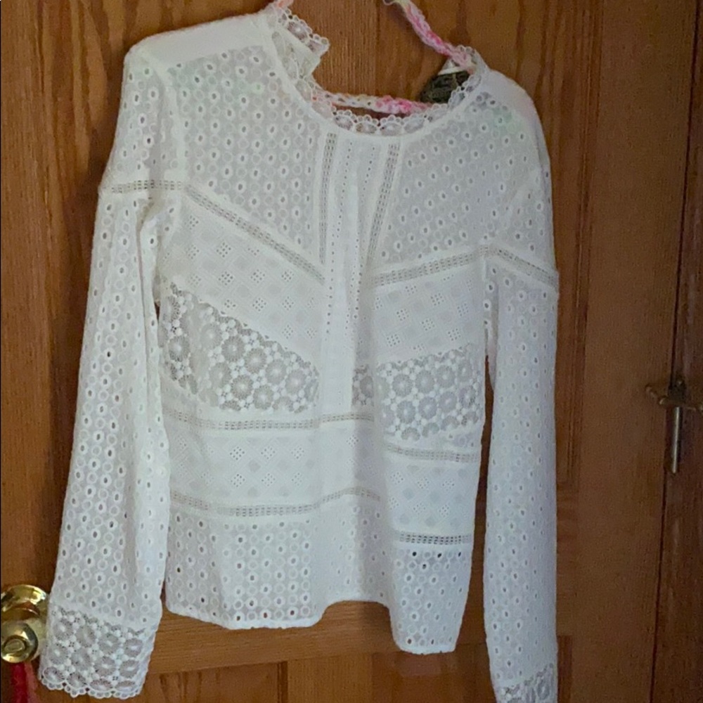 Long sleeve mixed pattern top